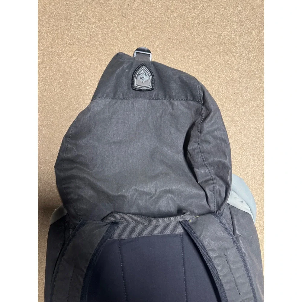 KHUL Black Backpack Born in‎ the Mountains Logo Drawstring Top Flap Closure $200